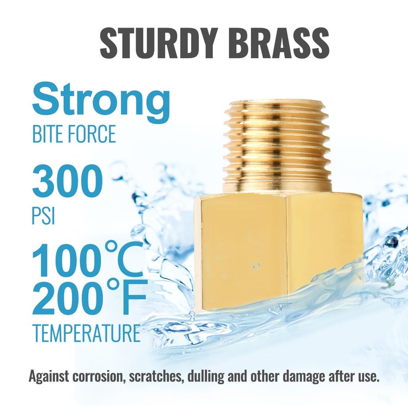 SUNGATOR Brass Pipe Fittings, SUNGATOR 1/2 Inch Male x 1/2 Inch Female Pipe Fitting Adapters, 1/2'' NPT Male to Female Adapter, 1/2'' Brass Extension Connectors for Shower Head, Pack of 2 - Image 5